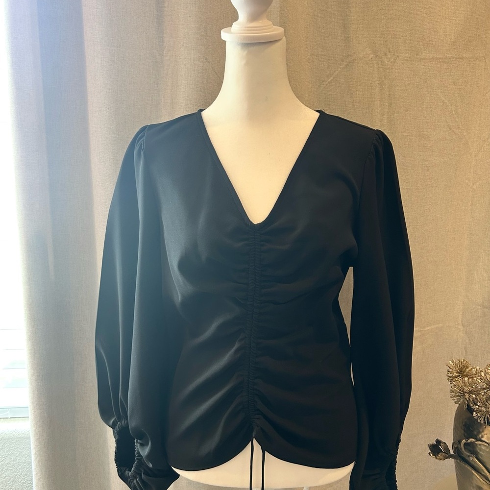 Elegant Black V-Neck Women's Top